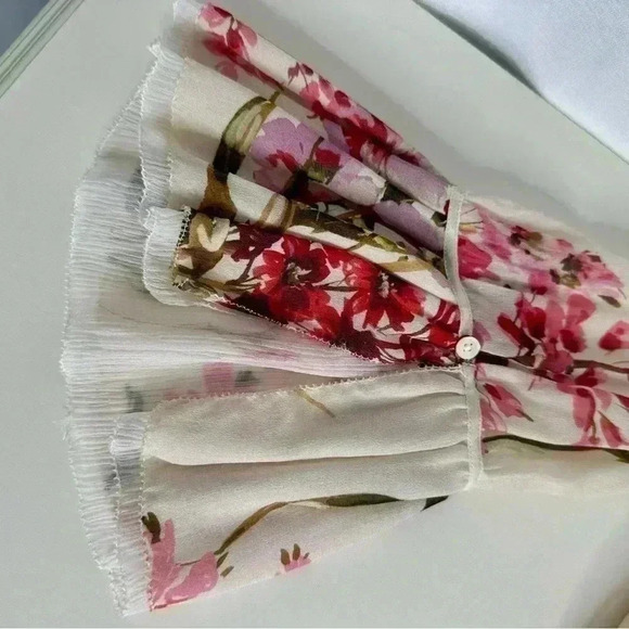 Massimo Dutti Floral Georgette Long Sleeve Blouse Button down Size 6 - Picture 16 of 16